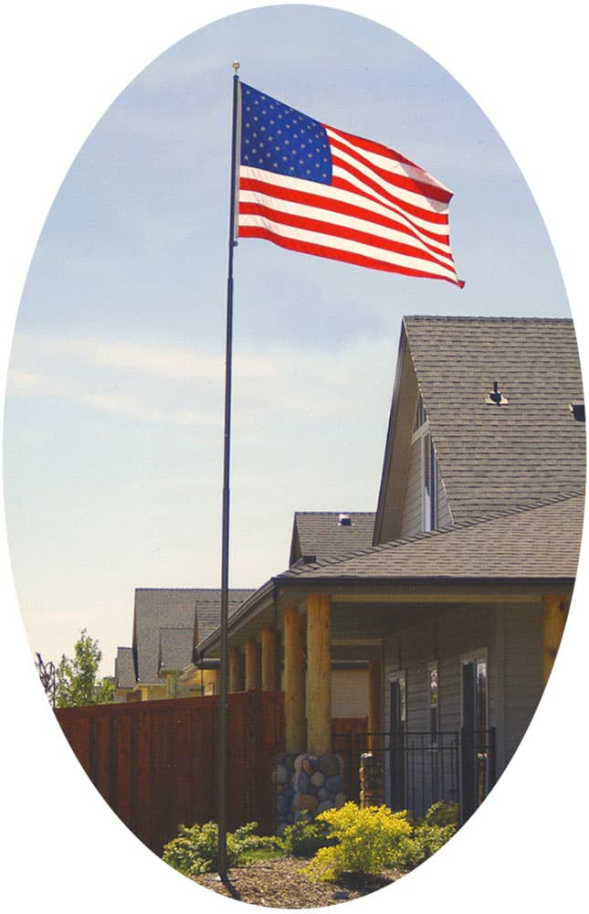 American flag on a telescopic flagpole